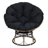 Fauteuil rond pivotant Bali coussin noir et plastique brun 95x81xH85cm
