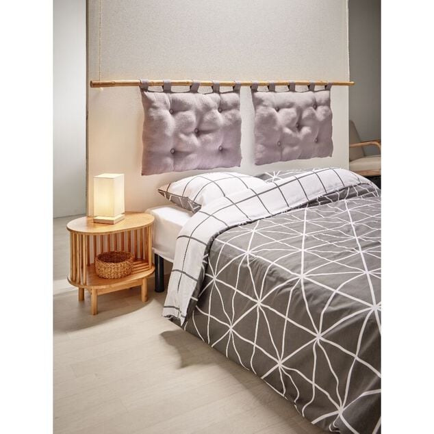 Coussin t&ecirc;te de lit 50x70cm gaze de coton gris