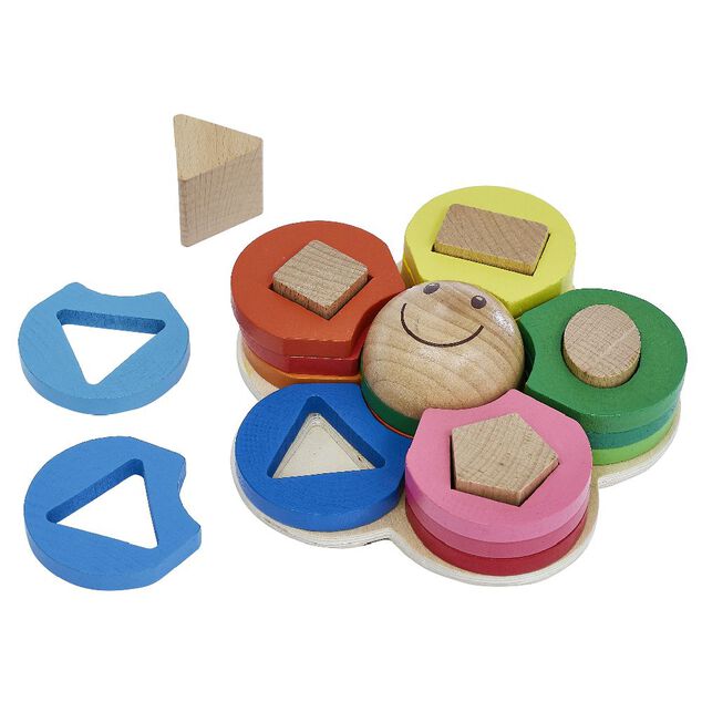 Puzzle fleur 21 pi&egrave;ces en bois L.20 x l.19.8 x H.5 cm