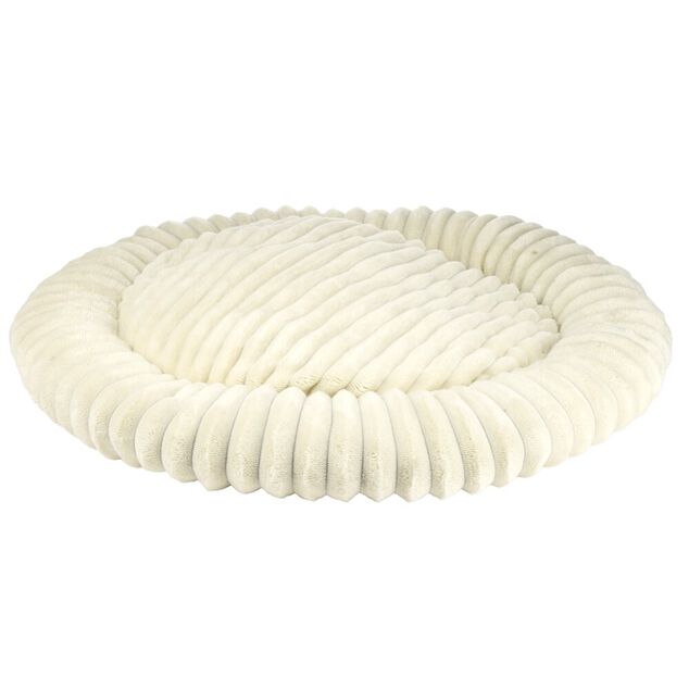 Couchage rond pour animal polyester c&ocirc;tel&eacute; &Oslash;70 cm (2 mod&egrave;les vert ou blanc)