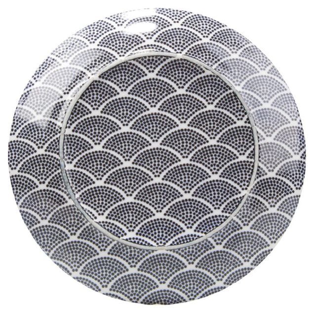 Assiette à dessert motif vague japonaise bleue et blanche Ø20.5cm