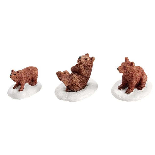 Sujet de No&euml;l famille ours en polyr&eacute;sine 3 pi&egrave;ces