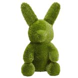 Lapin d&eacute;coratif assis XL en faux gazon vert 50x40xH80cm