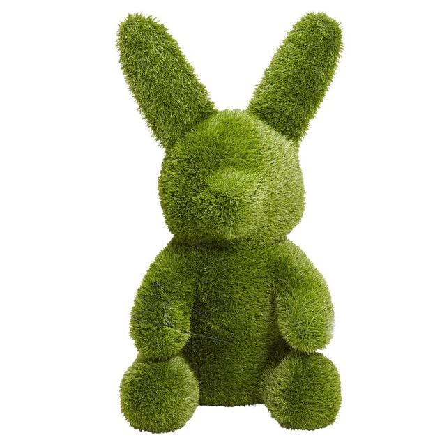 Lapin d&eacute;coratif assis XL en faux gazon vert 50x40xH80cm