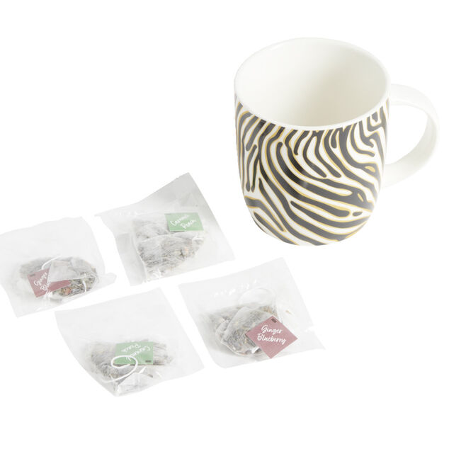 Ensemble mug en fa&iuml;ence avec 4 sachets de th&eacute;
