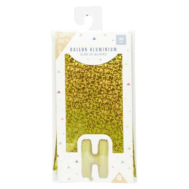 Ballon forme lettre H aluminium (2 modèles doré ou argenté)