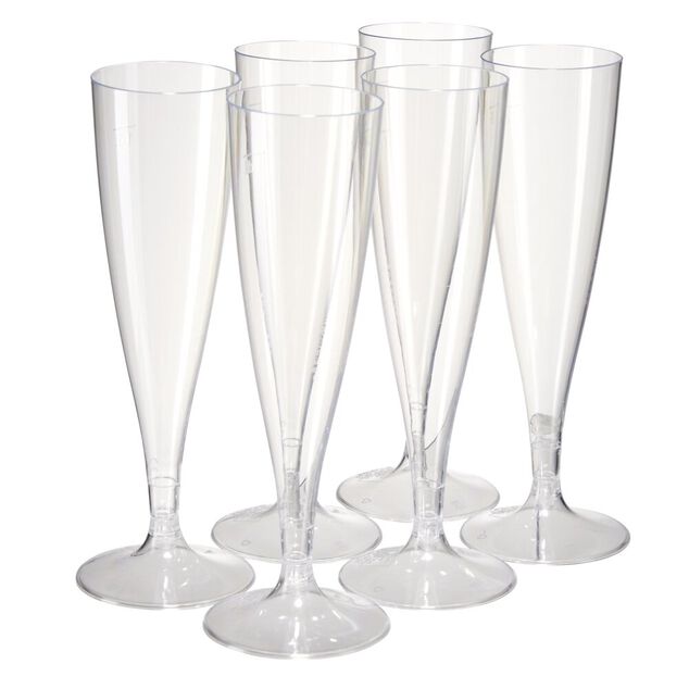 Lot de 6 flûtes 140ml plastique transparent Ø5xH18cm