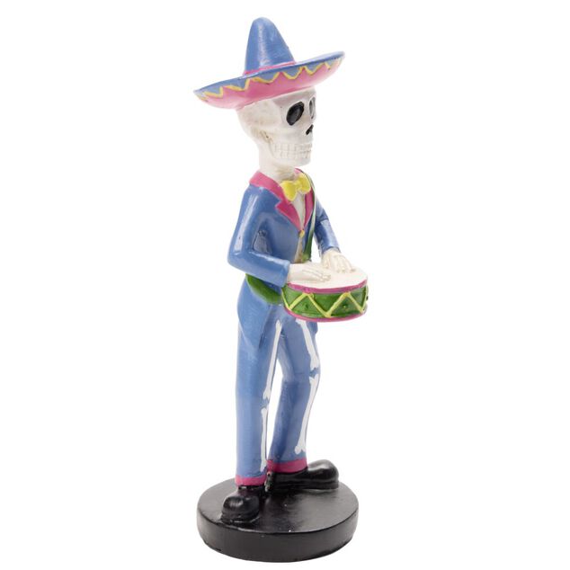 Figurine couple mexicain Halloween Calavera r&eacute;sine &Oslash;5,5xH16,5cm (2 mod&egrave;les)