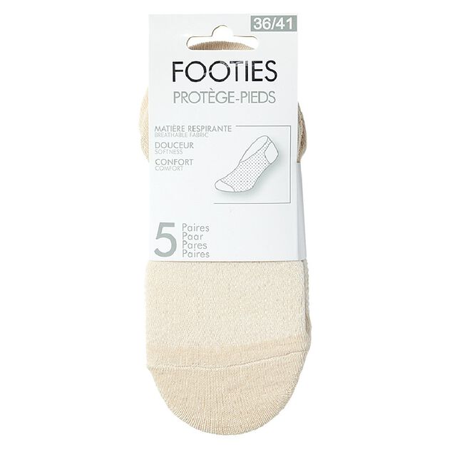 Paires de chaussettes invisible x5 femme beige