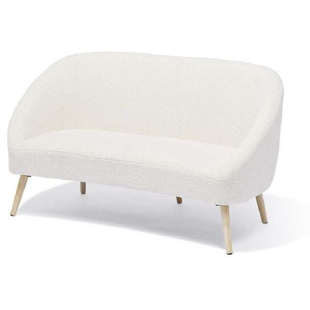 Canap&eacute; Joseph curly effet laine boucl&eacute;e blanc  - L137xP69xH79 d