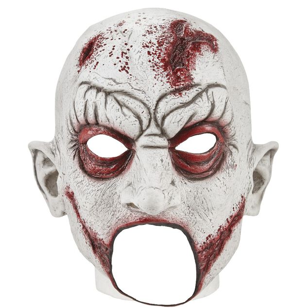 Masque adulte Halloween monstre blanc ensanglant&eacute; latex