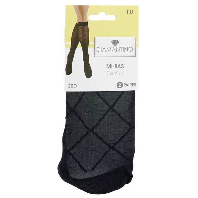 Mi-bas fantaisie noir 20D x2