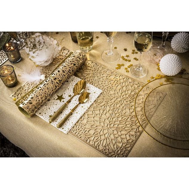 Set de table d&eacute;co design ajour&eacute; dor&eacute; 30x45cm x2