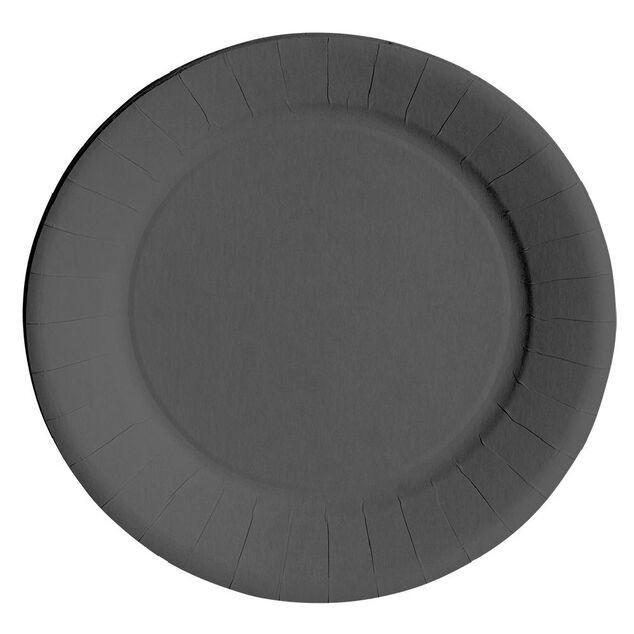 Lot de 10 assiettes en carton noir &Oslash;18 cm
