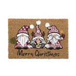 Tapis d'entrée Noël rectangulaire coco motifs nains de jardin 40x60cm