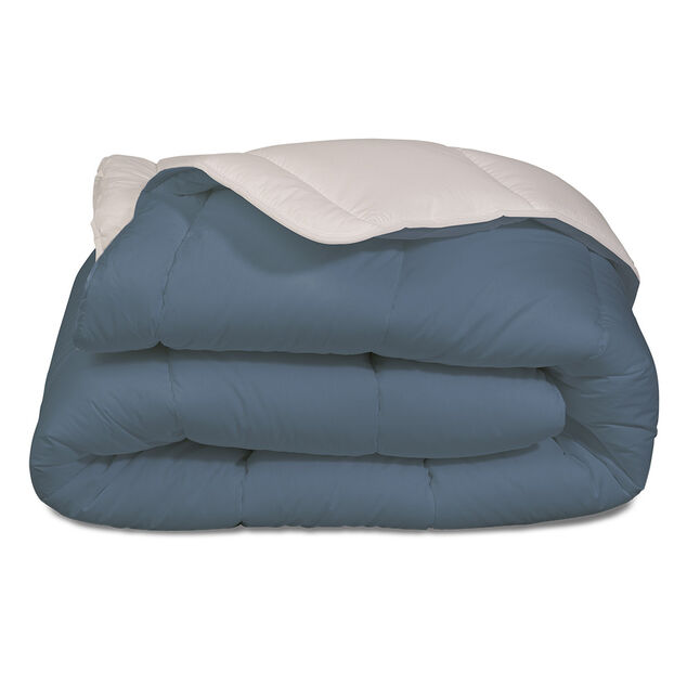 Couette l&eacute;g&egrave;re 2 personnes bicolore bleu et beige 220x240cm