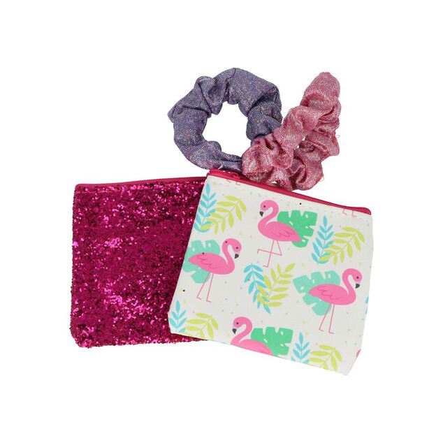 Pochette &agrave; cosm&eacute;tique x2 + &Eacute;lastique assorti x2