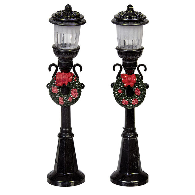 Petit lampadaire d&eacute;co couronne villange de No&euml;l x2