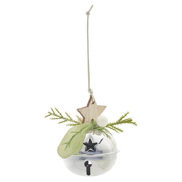 Suspension Clochette de Noël avec détails en bois et eucalyptus