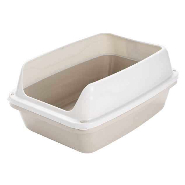 Bac &agrave; liti&egrave;re avec syst&egrave;me de nettoyage plastique beige et blanc 56x40xH25cm