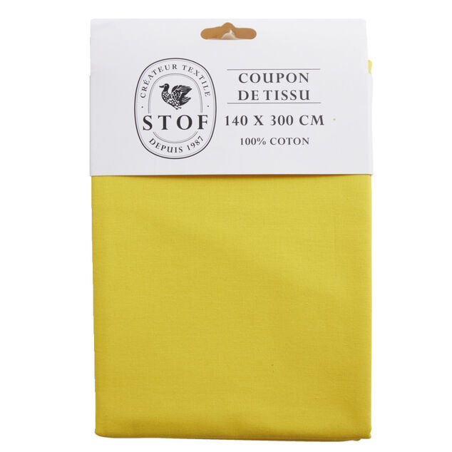 Coupon tissu coton 140x300cm jaune