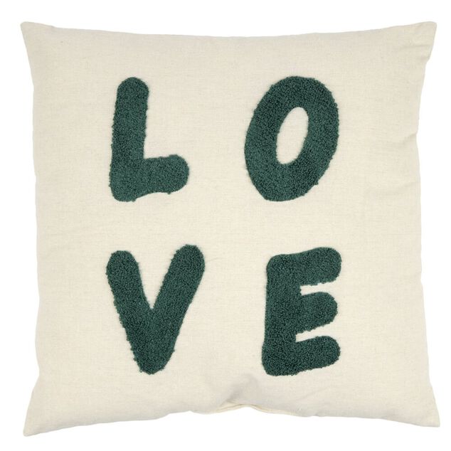 Coussin carr&eacute; inscription brod&eacute;e color&eacute; 40x40cm (4 mod&egrave;les)