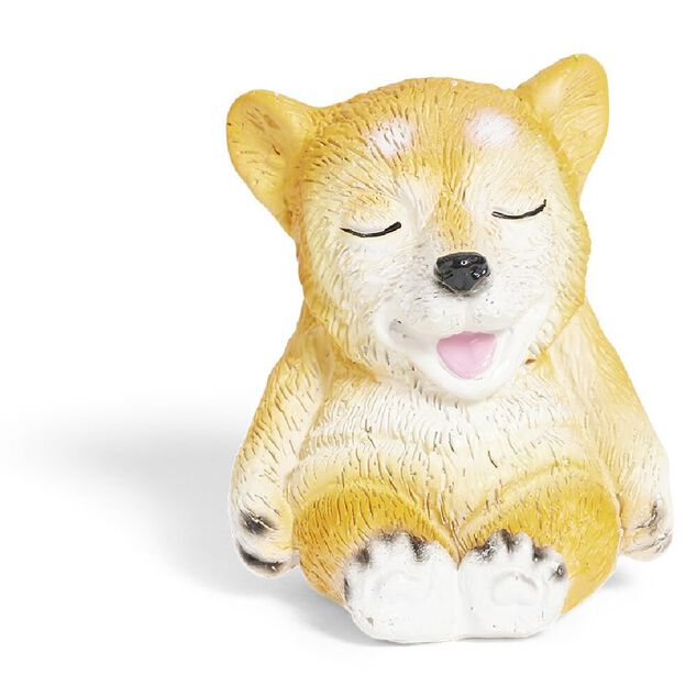 Figurine chiot endormi plastique gris H.6,5cm