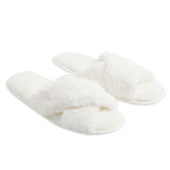 Chaussons femme blanc peluche brides crois&eacute;e T38/39
