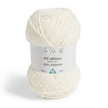 Pelote fil &agrave; tricoter 200m effet velours polyester &eacute;cru 100g