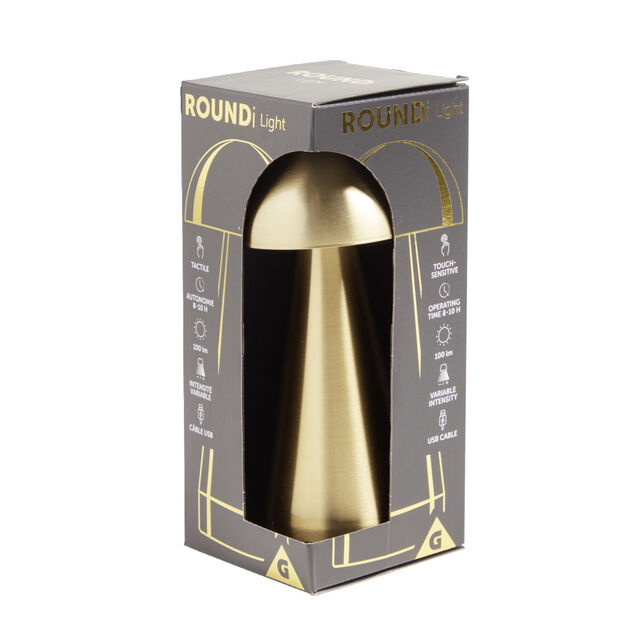 Lampe de table Roundi USB tactile jaune &Oslash;9,5xH22,5cm