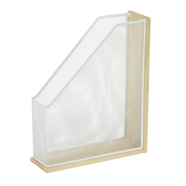 Organiseur de bureau pour documents bambou et m&eacute;tal 26,5x9xH33cm