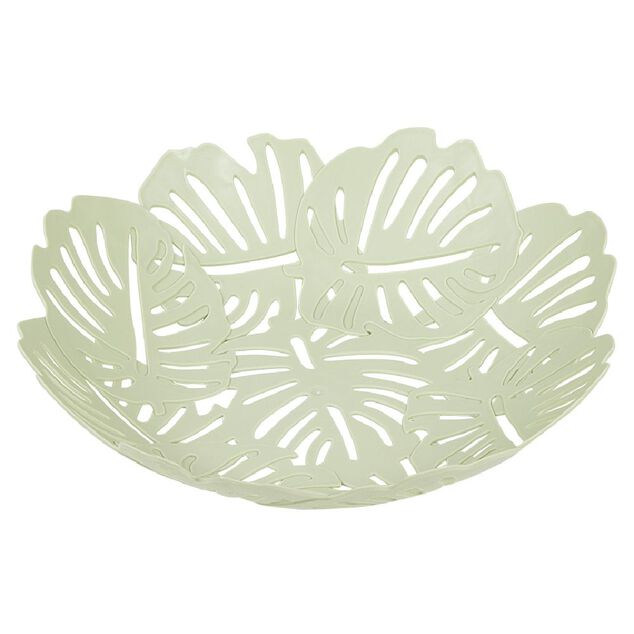 Corbeille &agrave; fruits design feuilles vert rose ou beige