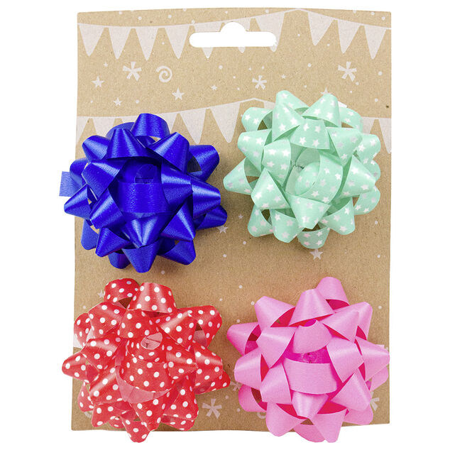Noeud adhésif multicolore emballage cadeau x4
