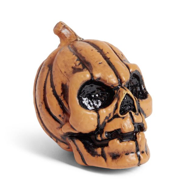 Lot de 6 citrouilles t&ecirc;tes de mort d&eacute;coration Halloween &agrave; poser