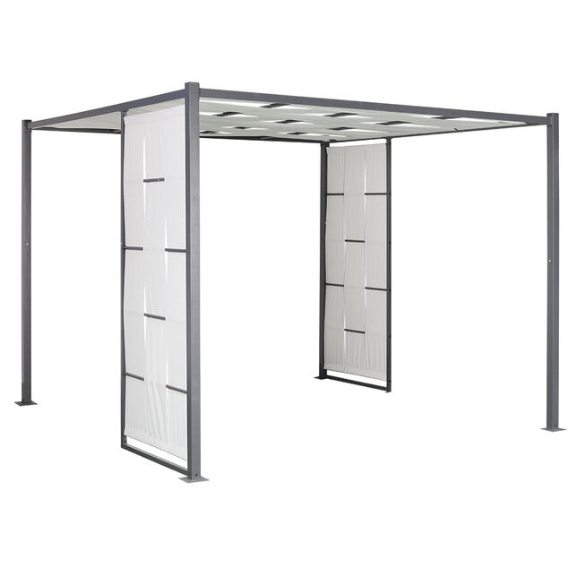 Tonnelle Osaka acier et polyester gris UPF50+ 300x300xH225cm 9m&sup2;