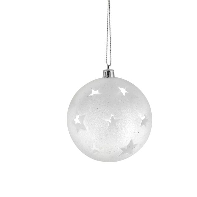 Boule de No&euml;l brillante motif &eacute;toil&eacute;e ajour&eacute;e