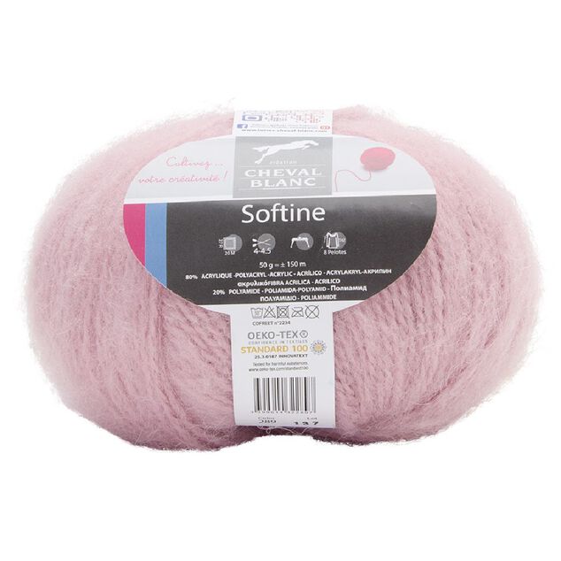 Fil &agrave; tricoter Softine rose 50 g