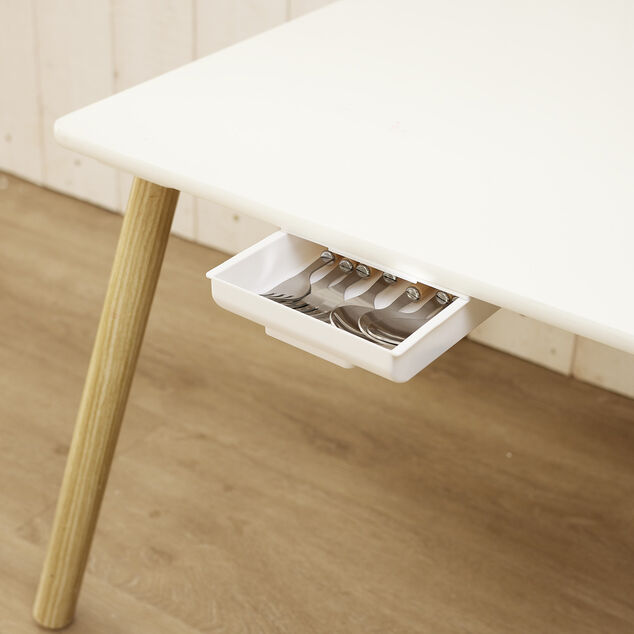 Tiroir de rangement adh&eacute;sif blanc 22x15x3,5cm