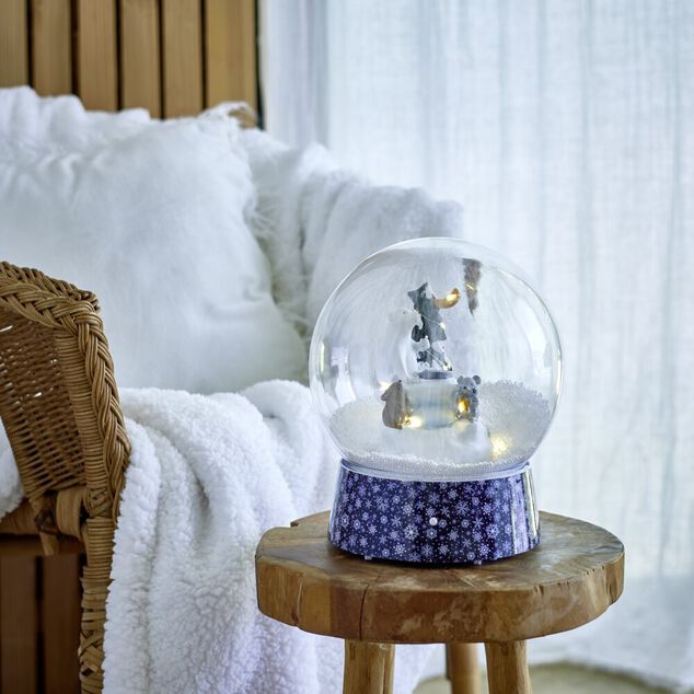 Boule à neige Noël lumineuse animée 15LED Ø21xH24cm