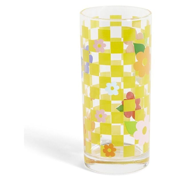 Lot de 3 verres motif fleurs et carreaux 290ml