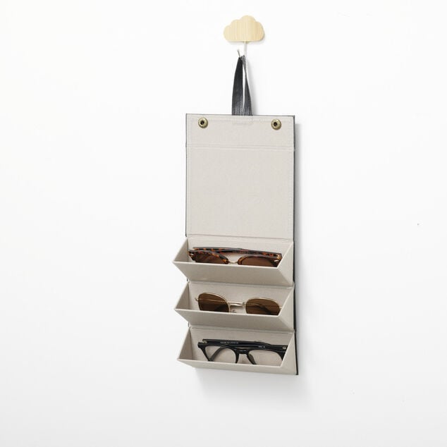 &Eacute;tui &agrave; lunettes pour 3 paires organisateur de voyage simili noir 16x13xH6cm