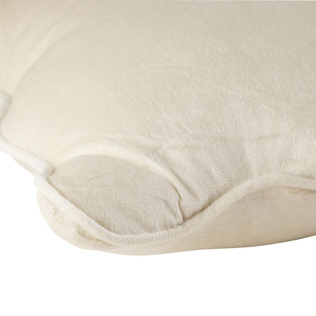 Coussin carr&eacute; velours bords vague beige 40x40cm