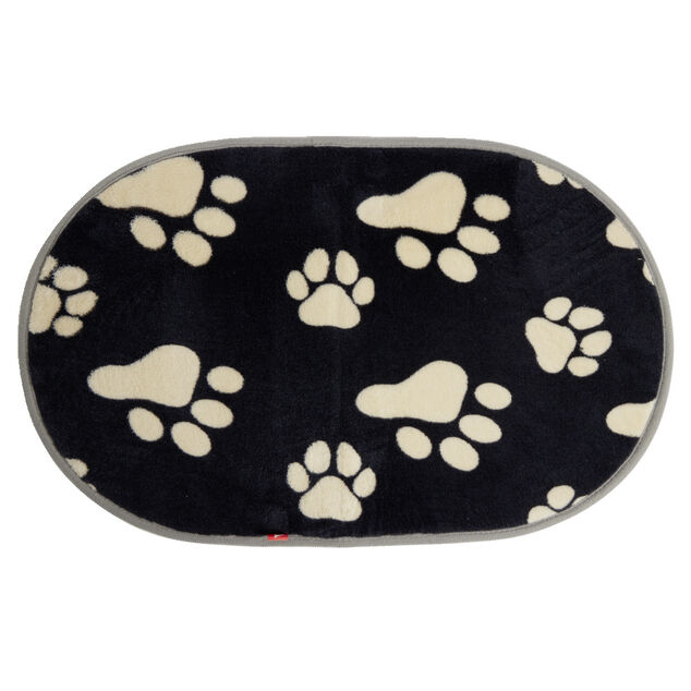 Tapis en microfibre pour animal motif pattes beige noir 53x32 cm