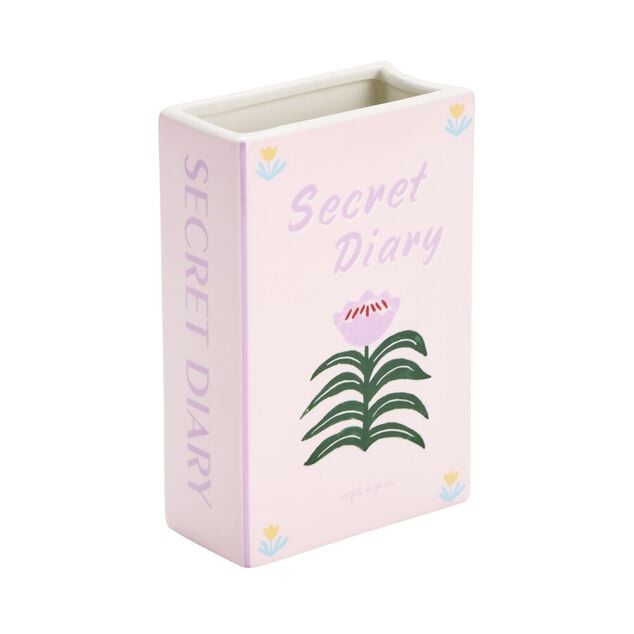 Vase c&eacute;ramique forme livre romantique 13,5x6,5xH20cm (2 mod&egrave;les love ou secret)