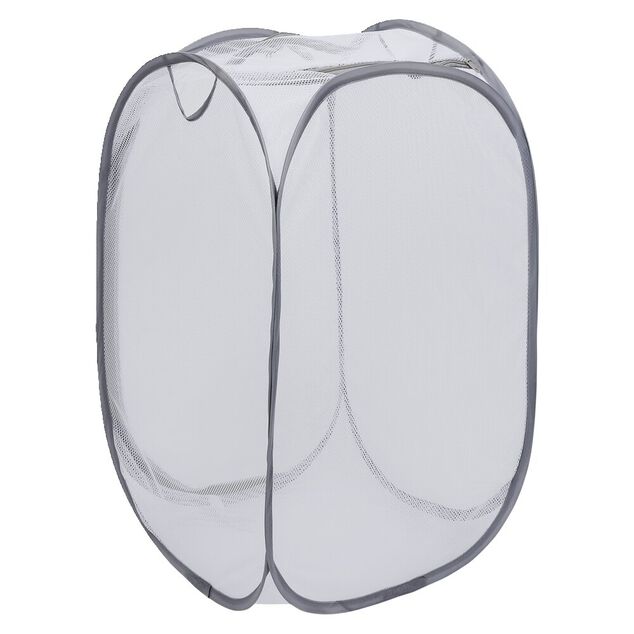 Panier à linge 72L pliable filet gris 38x38xH64cm