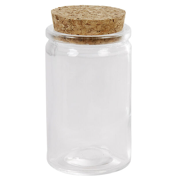Contenant cylindrique en verre avec bouchon en li&egrave;ge x6
