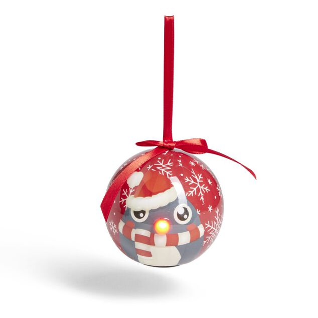 Boule de Noël à suspendre avec nez rouge LED Ø8cm (4 modèles)