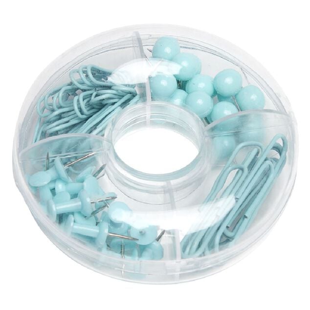 Set de papeterie 4 en 1 80 pi&egrave;ces de couleur bleue