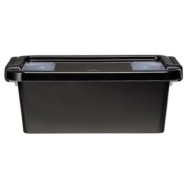 Bo&icirc;te de rangement avec couvercle noir transparent 4L