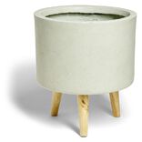 Cache pot argile gris sur tr&eacute;pied &Oslash;29xH19cm